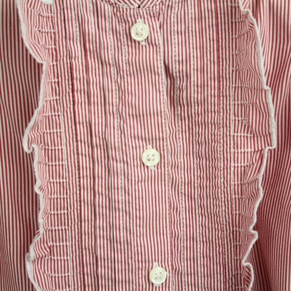 Tommy Hilfiger Red Pin Stripe Ruffle Front, Small - Picture 4 of 6